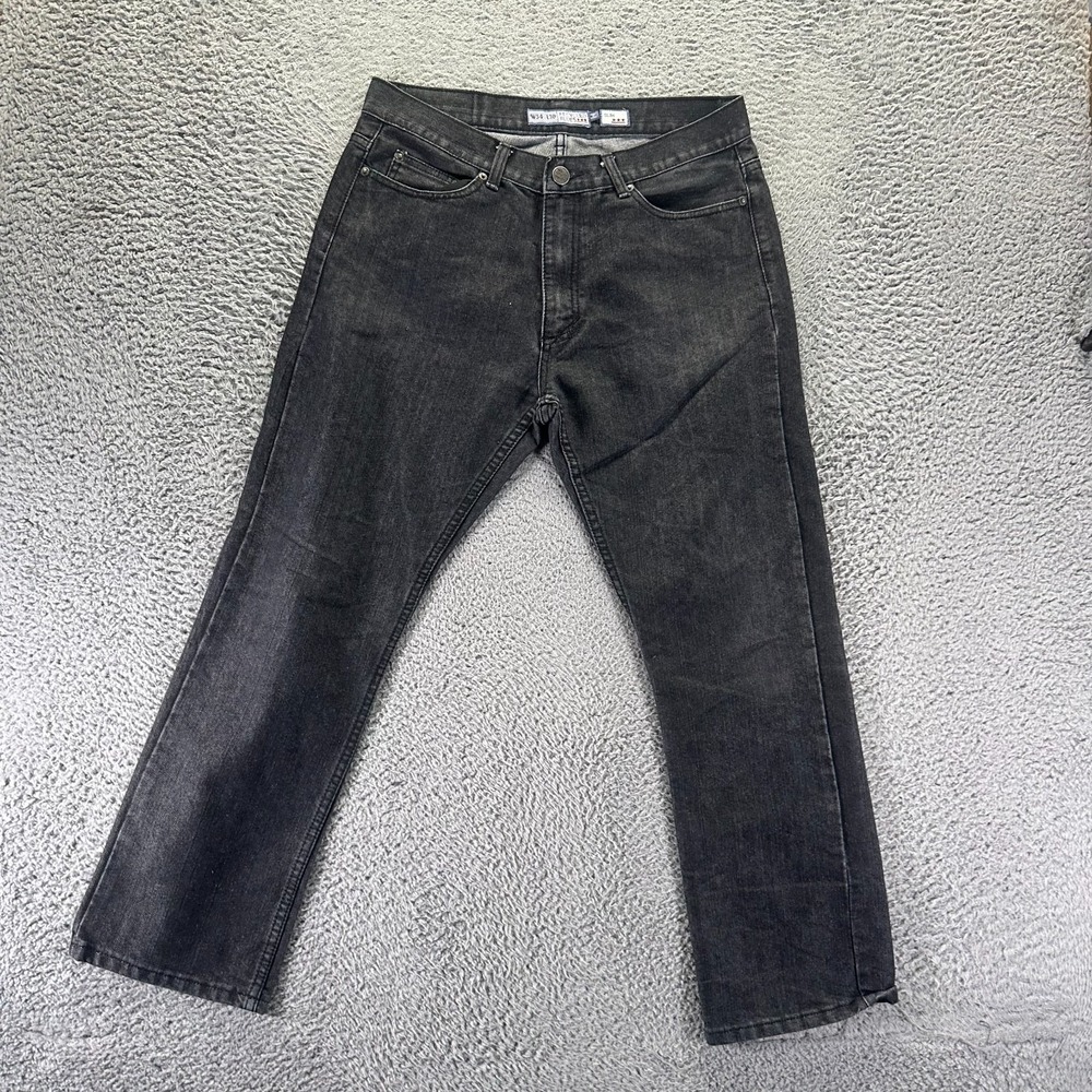 Recycled Blues Jeans Mens 34x30 Black Cotton Denim Straight Slim Travel Workwear